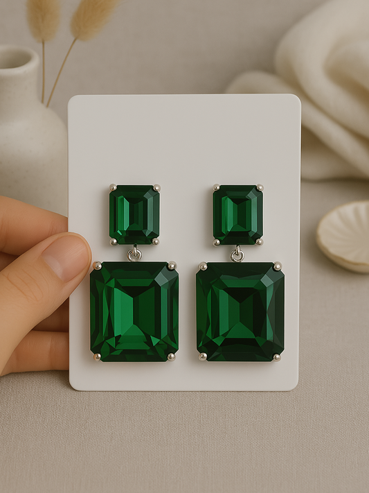 Emerald colored Gemstone Drop Earring