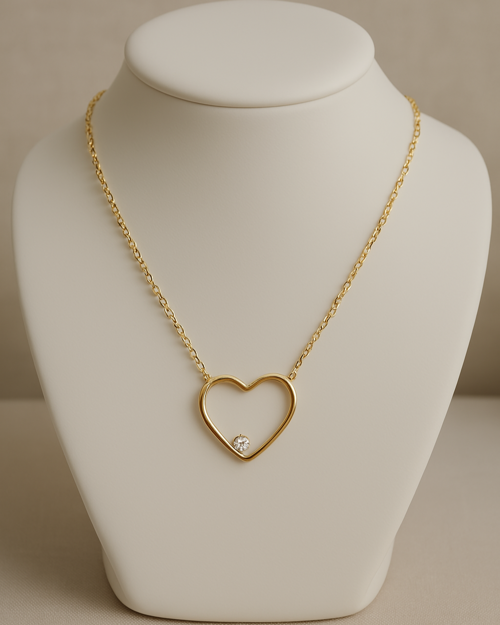Minimalist Gold Heart Neckalce with small stone
