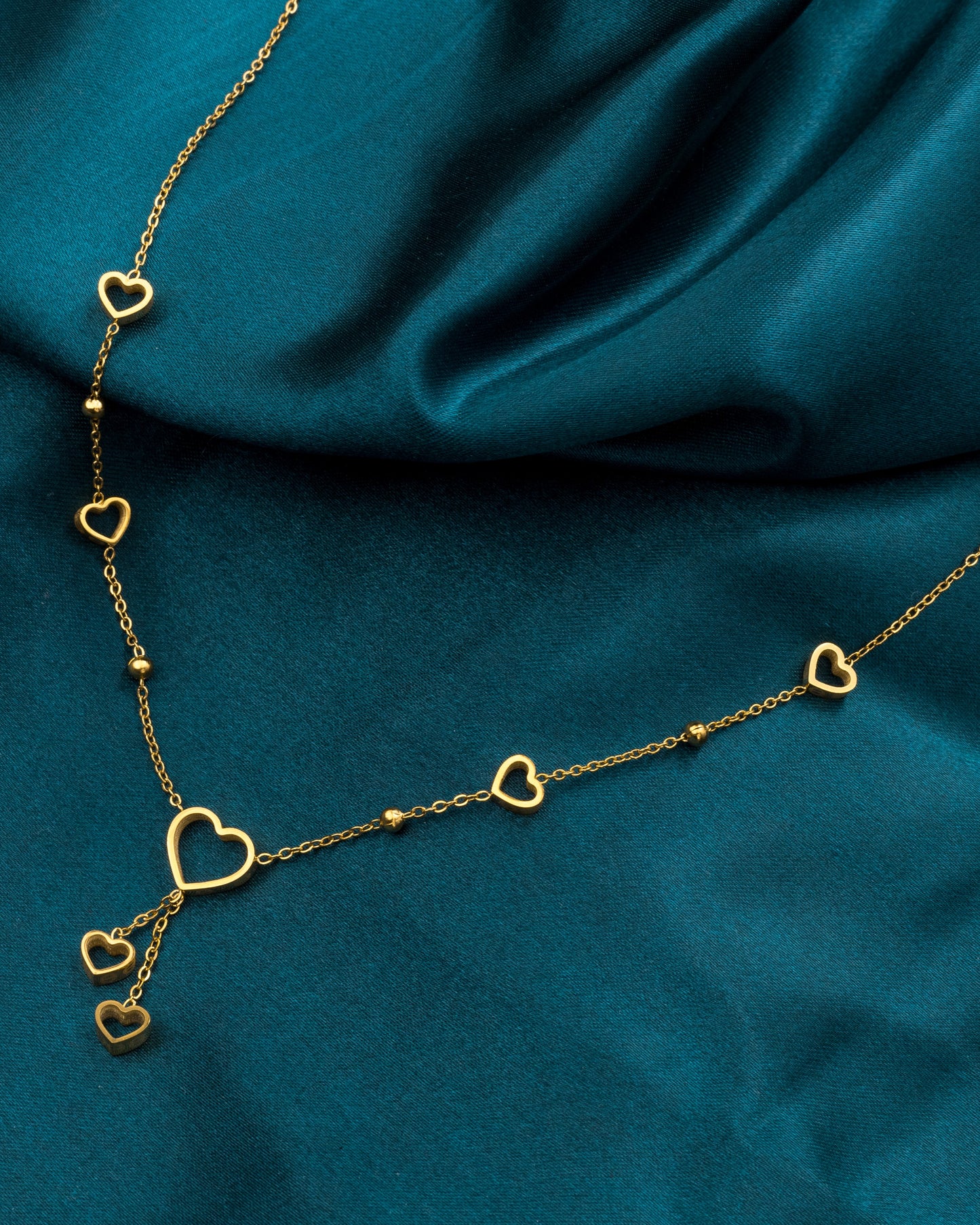 "Linked by Love" Gold Heart Station Chain