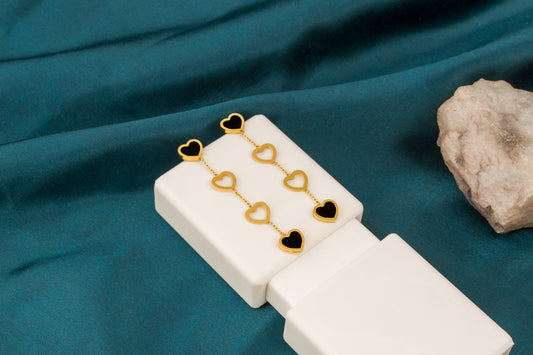 Gold Heart Dangle Earrings