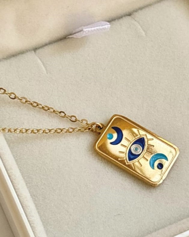 Gold Evil eye pendant necklace
