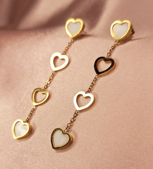 Gold Heart Dangle Earrings