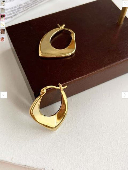 Gold Plated Geometric Hoop Earrings