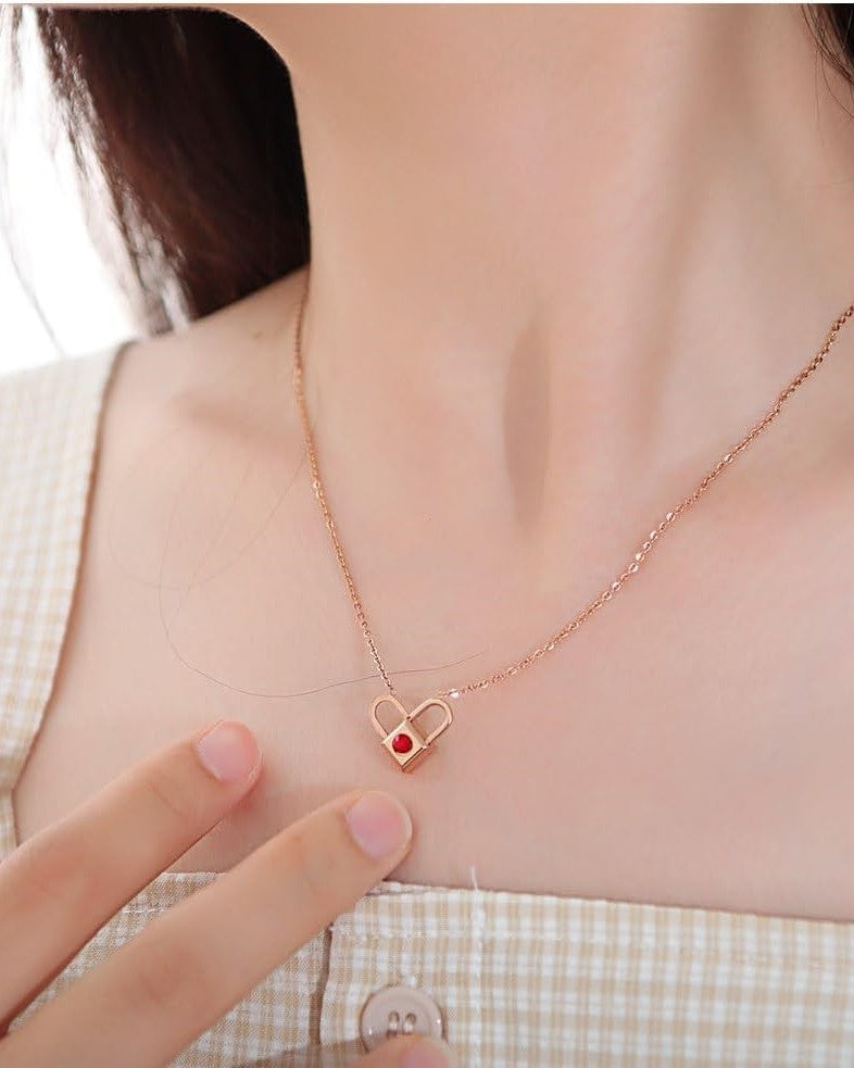 Rose Gold Magnetic Lock Pendant Necklace- A symbol of Love