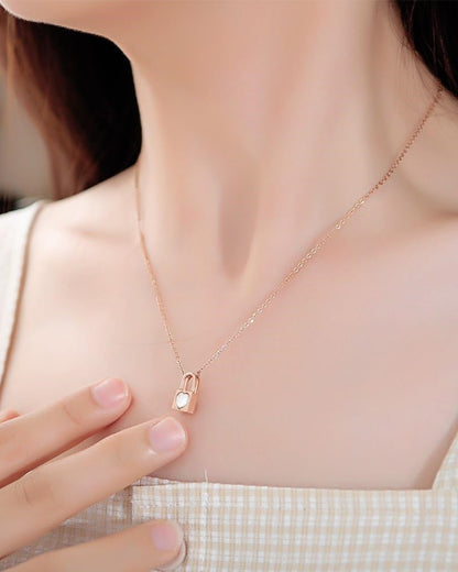 Rose Gold Magnetic Lock Pendant Necklace- A symbol of Love