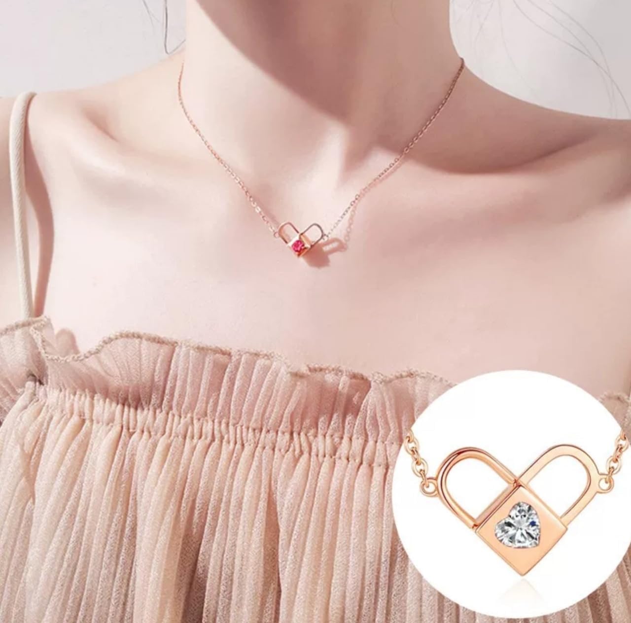 Rose Gold Magnetic Lock Pendant Necklace- A symbol of Love