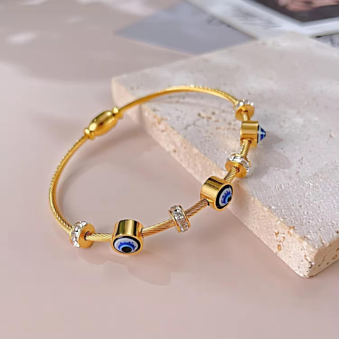 Blue Eye Bracelet with Crystal Accents