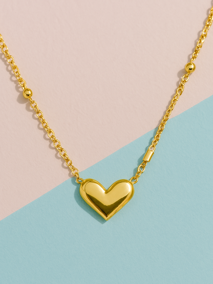 Minimalist Heart pendant with balls Chain