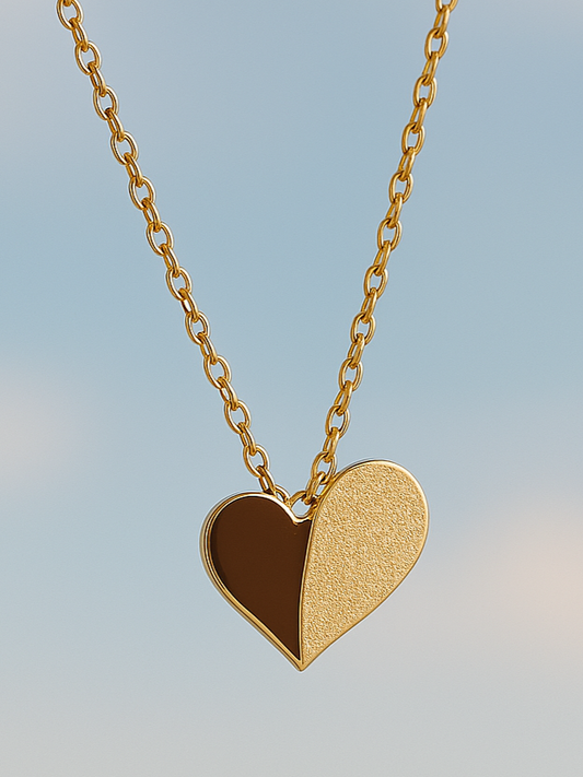 Elegant Gold Glitter Heart Pendant Necklace