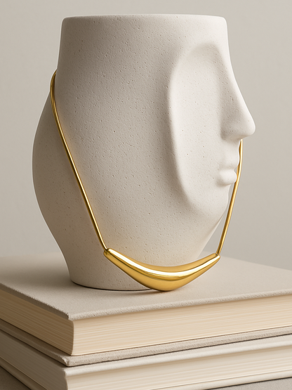 Solid Gold Tone Hasali Necklace