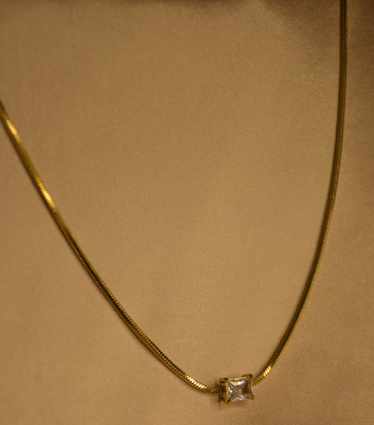 Textured Gold Chain with Rectangular Pendant