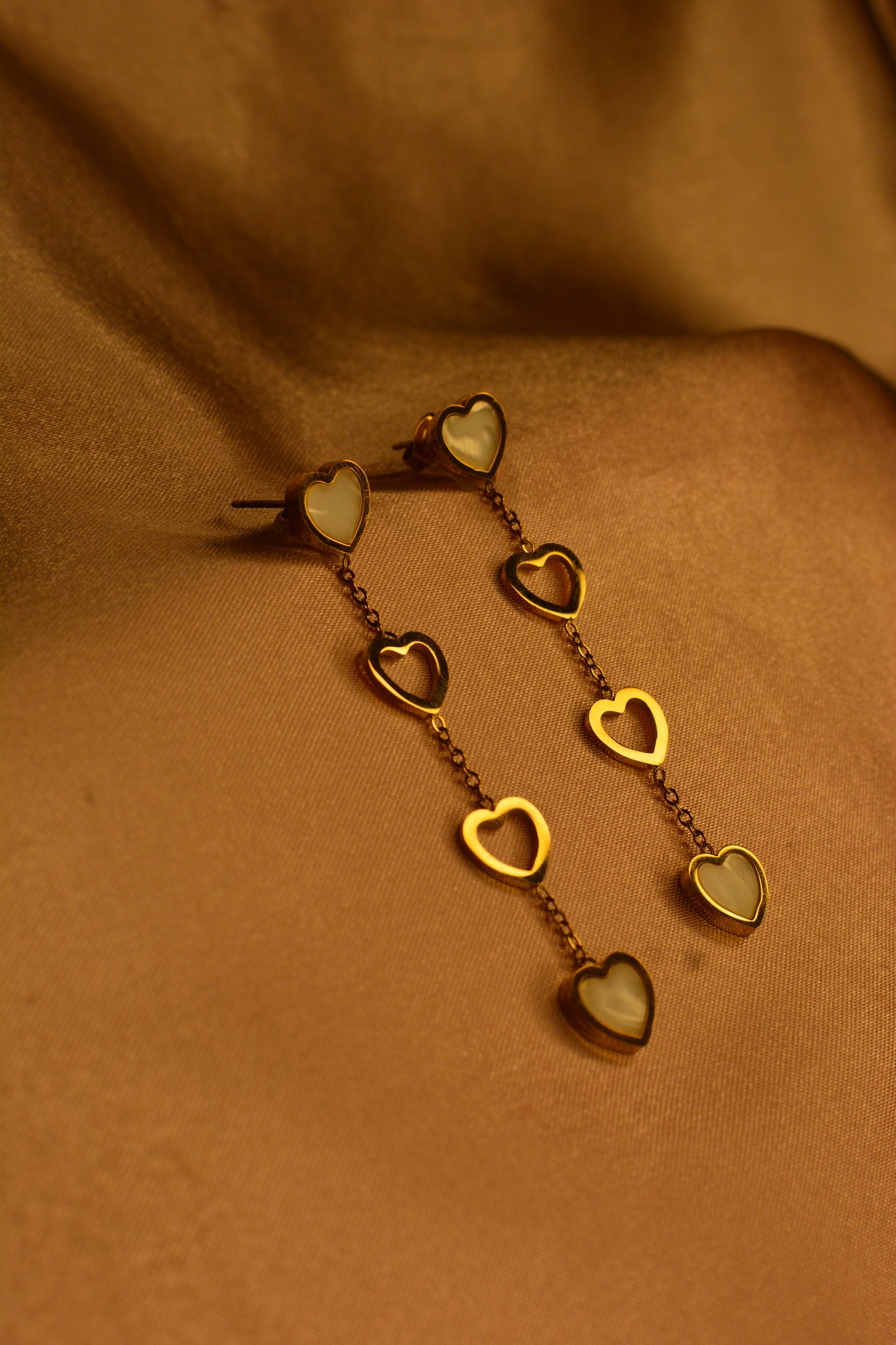 Gold Heart Dangle Earrings