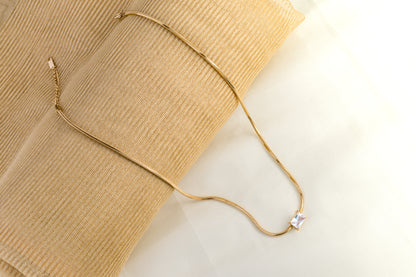 Textured Gold Chain with Rectangular Pendant