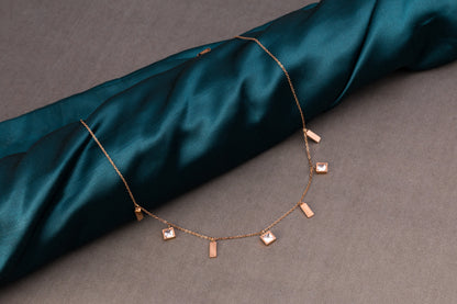 Dainty Rectangular Gem Chain-Rose Gold