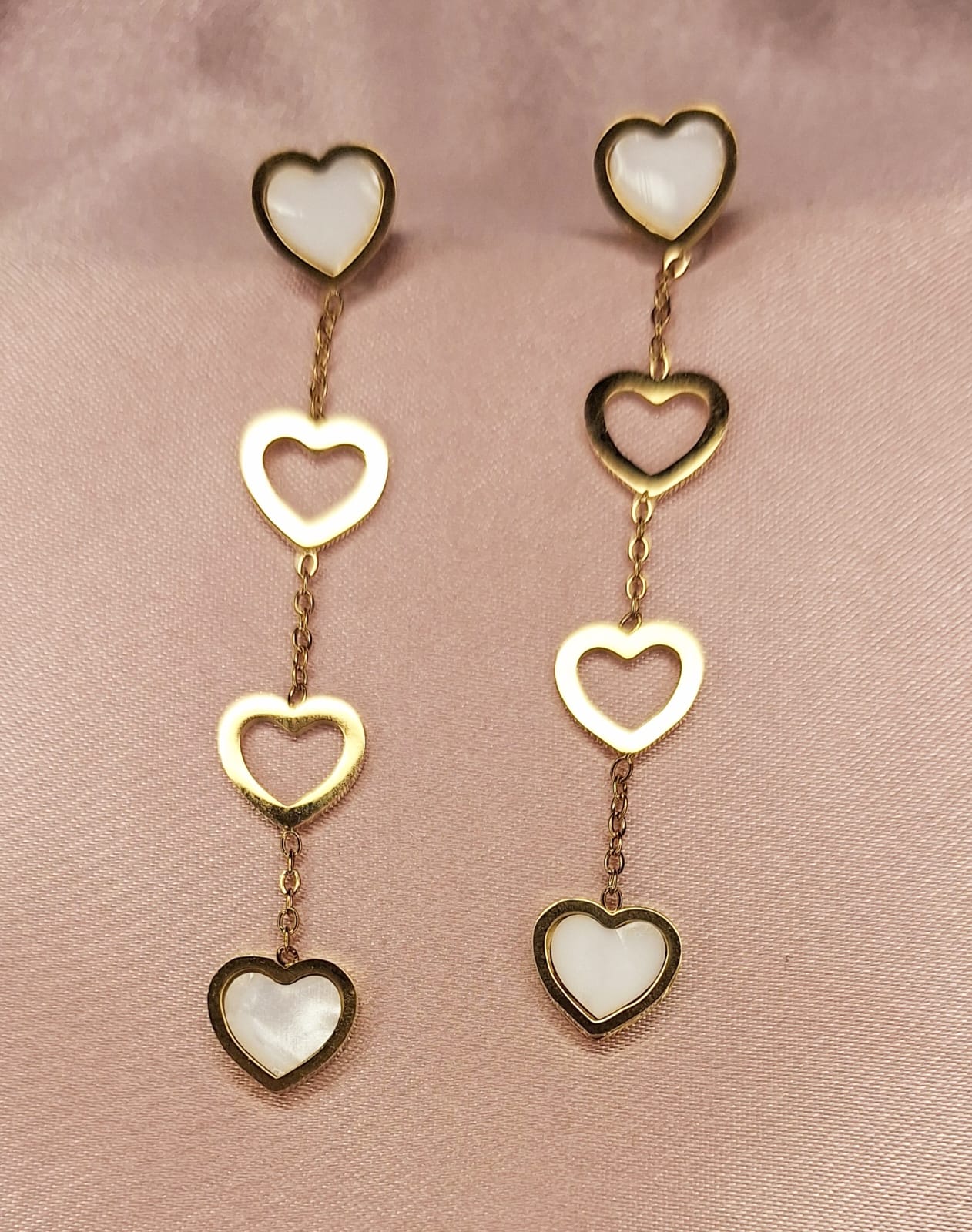 Gold Heart Dangle Earrings