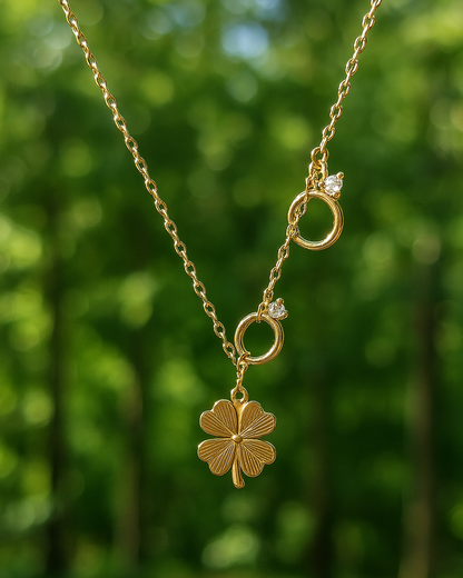 Lucky clover & ring pendant necklace - Elegant & meaningful