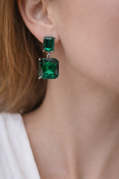 Emerald colored Gemstone Drop Earring