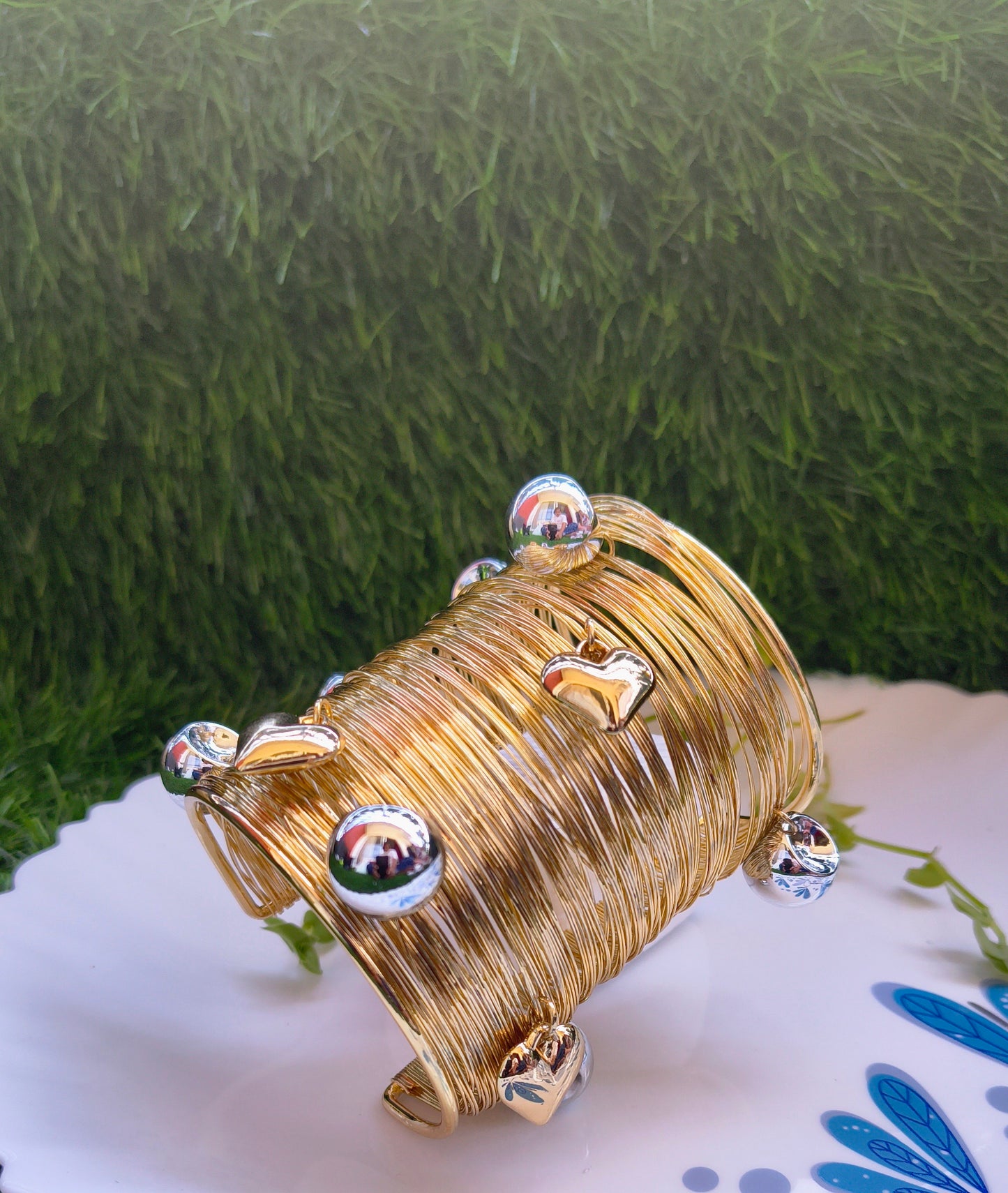 Victoria Statement Wired Mesh Adjustable Bracelet - Anti Tarnish