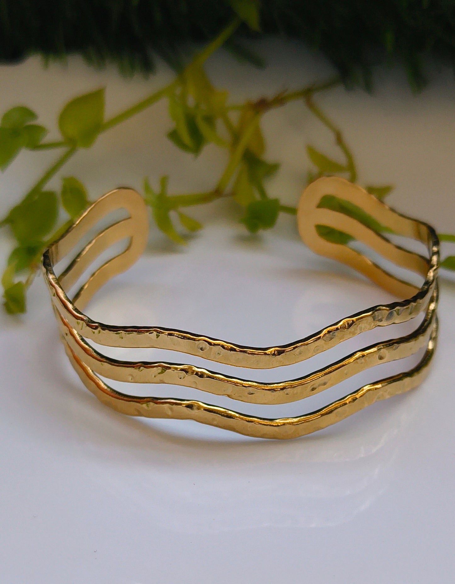 Wavy Layered Adjustable Bracelet- Anti Tarnish