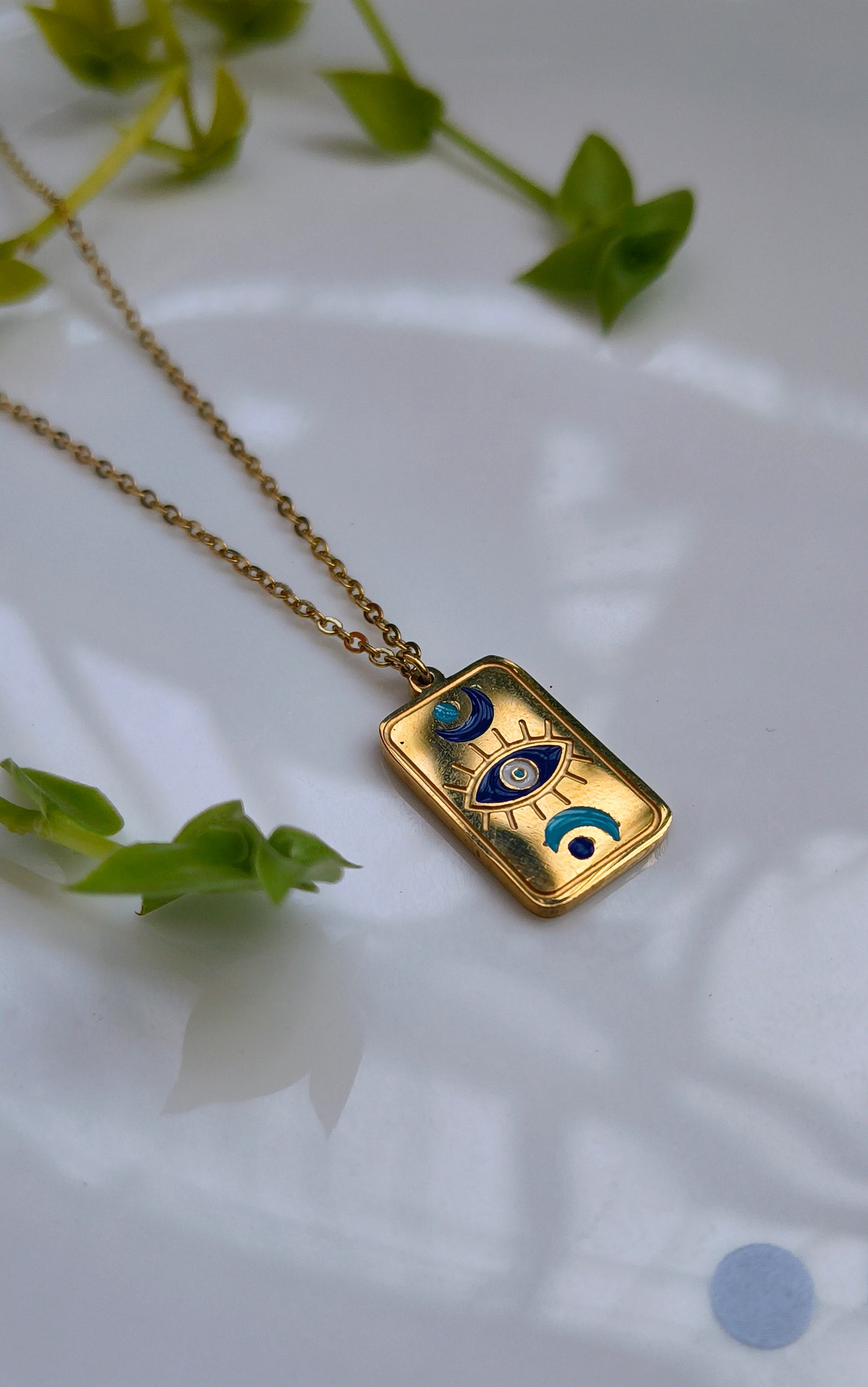 Gold Evil eye pendant necklace