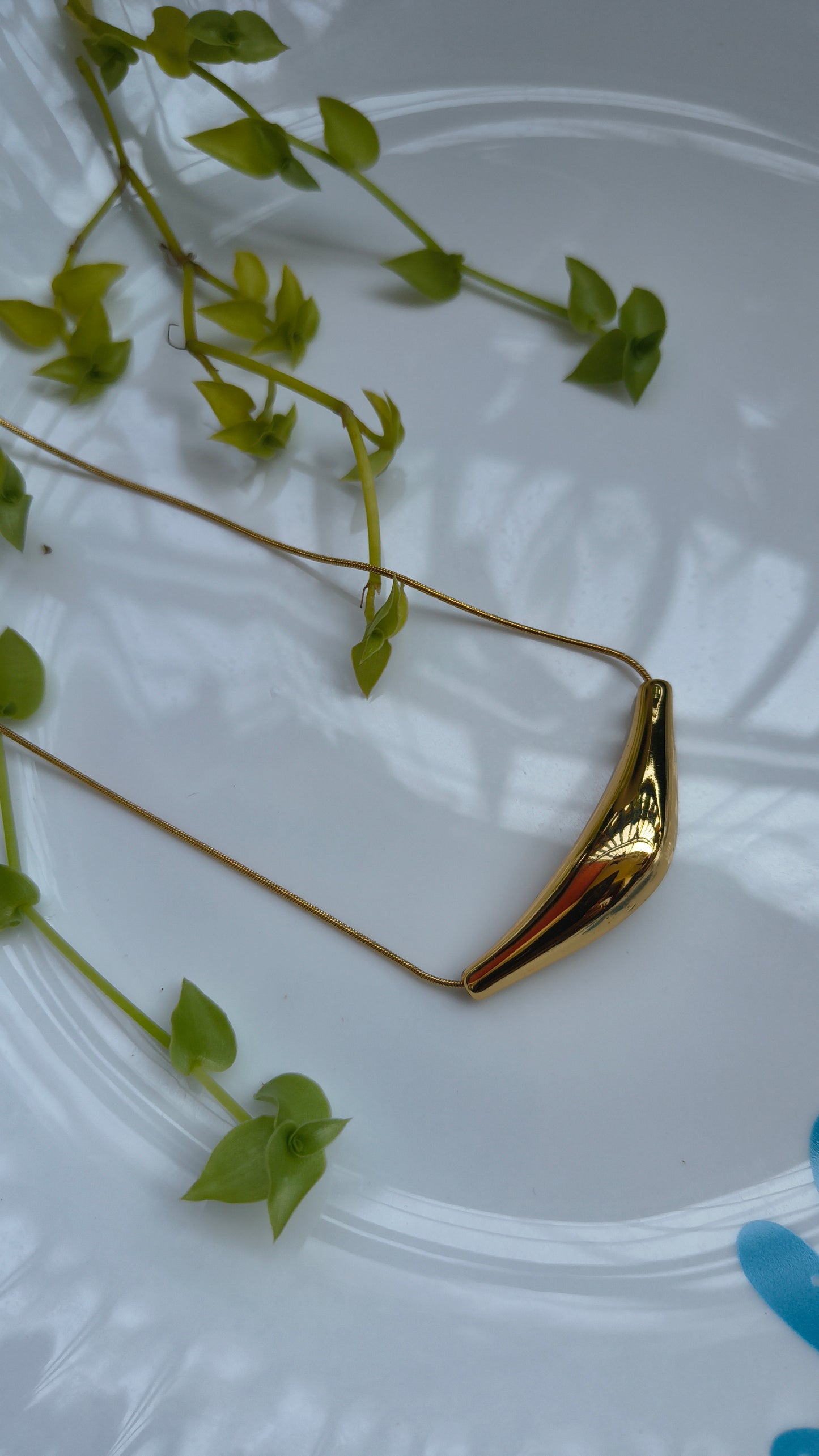 Solid Gold Tone Hasali Necklace