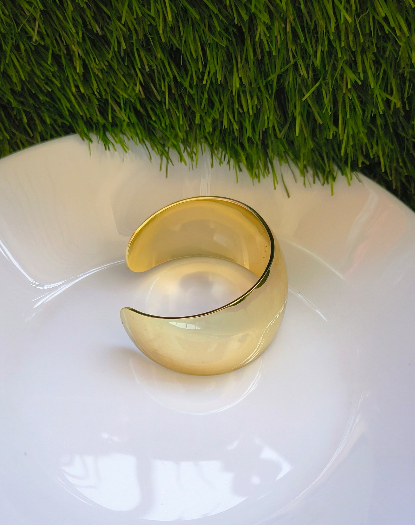 Wide Cuff Gold Plated Adjustable Bracelet- Anti Tarnish