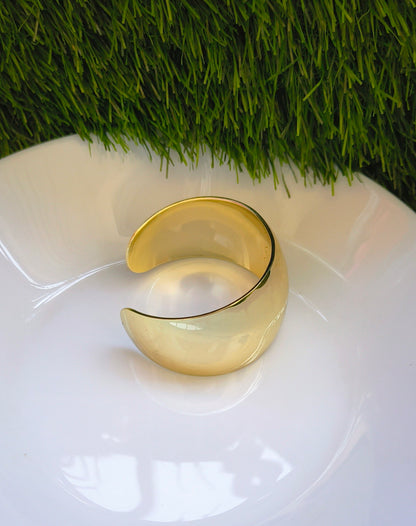 Wide Cuff Gold Plated Adjustable Bracelet- Anti Tarnish