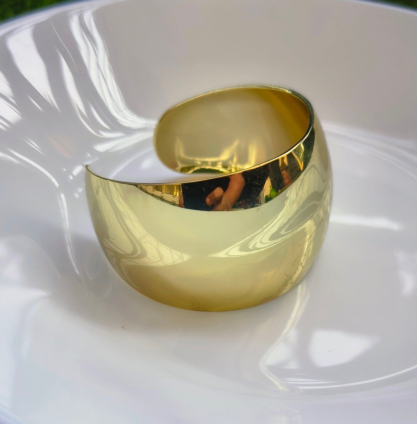 Wide Cuff Gold Plated Adjustable Bracelet- Anti Tarnish